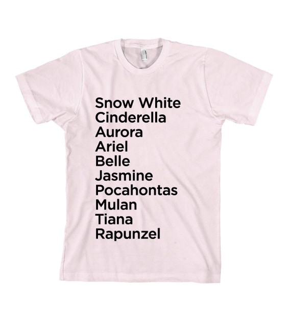 Princess Names T-Shirt - American Apparel Unisex Sizes S, M, L, XL - Custom Color