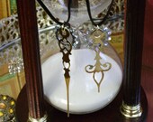 Fleur Amici Aeterni- BFF Mated Clock Hand Steampunk Pendant Set w Complimentary Starter Necklaces in Black, Brass, or Silver