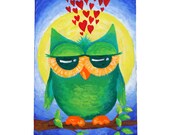 Acrylic Canvas, WHOOO LOVES YOU, 5x7, Romantic Art, Home Decor
