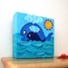 Blue Nursery Art, MAMA LOVE WHALES No.3, 5x5 Acrylic Painting for Childrens Room or Baby Room