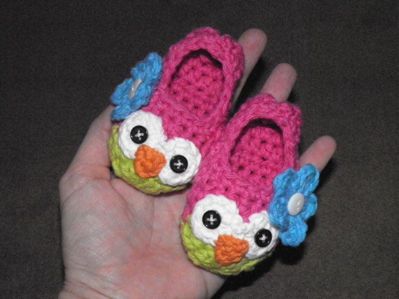 Baby Owl Slippers  -- Made to Order Crochet Cotton