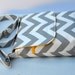 Small Messenger Bag Cross Body Shoulder Bag - Gray and White Chevron Zig Zag with Yellow