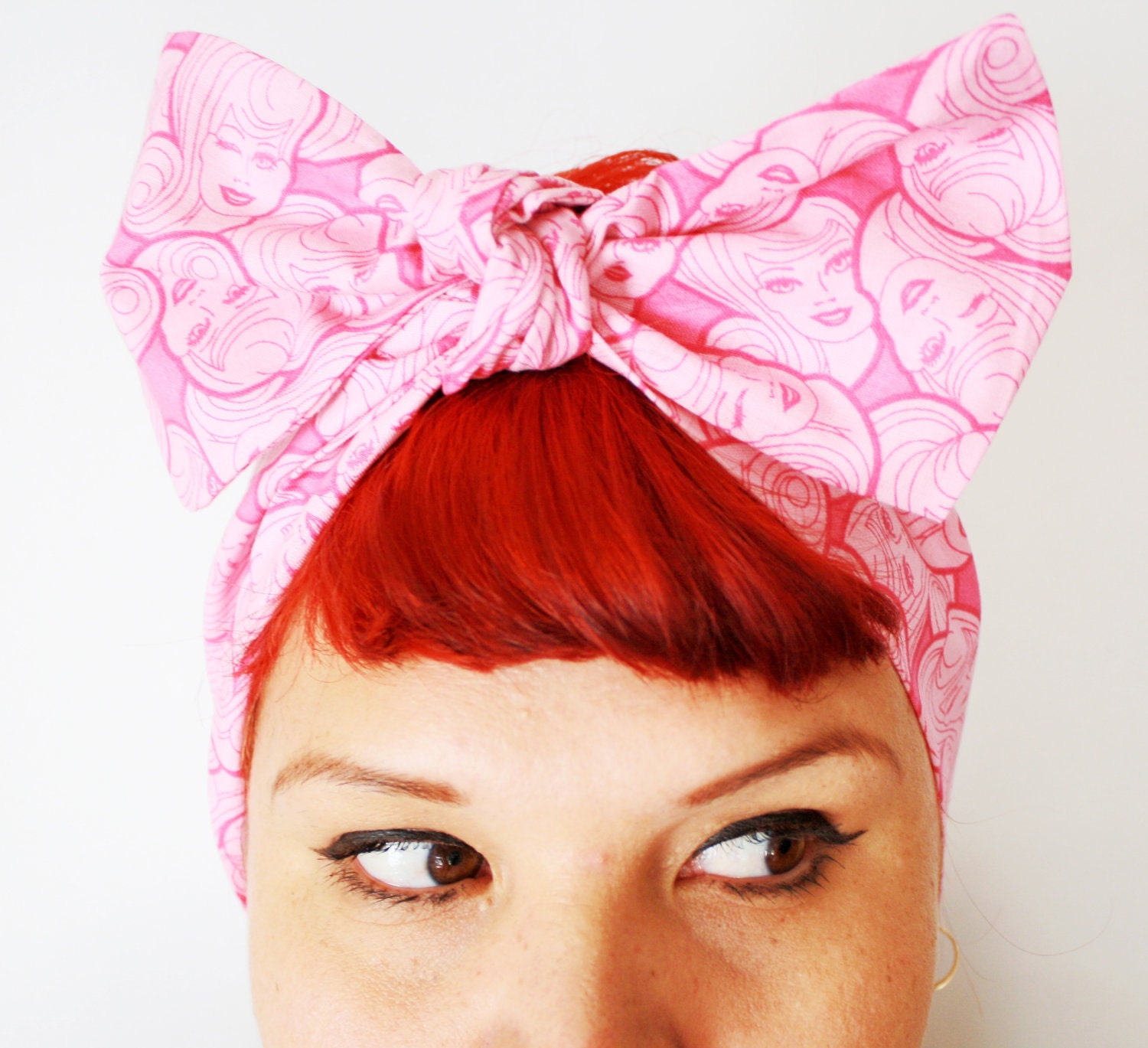 Bow style, Vintage Inspired Head Scarf, Doll Heads, Retro
