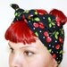 Vintage Inspired Head Scarf, Bandana Style, Black with Cherries, Rockabilly, Retro, 1940s, 1950s