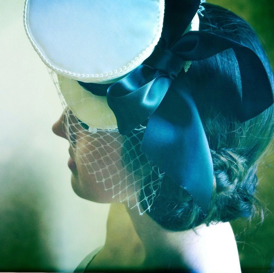 Black and White Mini Top Hat with Birdcage Veil