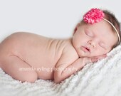 Raspberry Pom Pom with skinny elastic flower  headband perfect for photography props weddings flower girls
