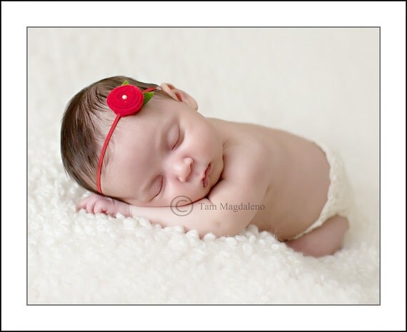 Red LolliPop Wool Felt Flower Headband Baby HeadbandsNewborn Headbands  Photography Props Baby Infants Newborns Girls Hair bows