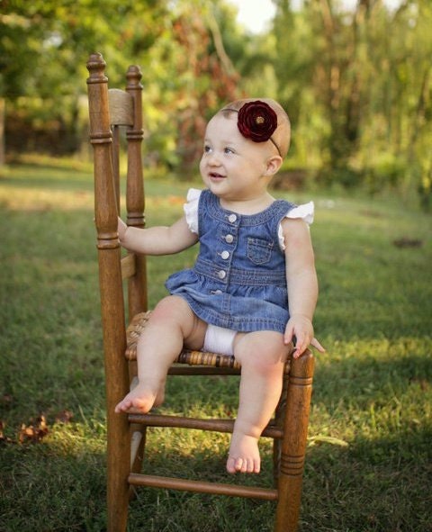Red Vintage Inspired Flower Headband made for Newborn, Infant, Baby, Girls, Toddler, Adults Christmas  photography props