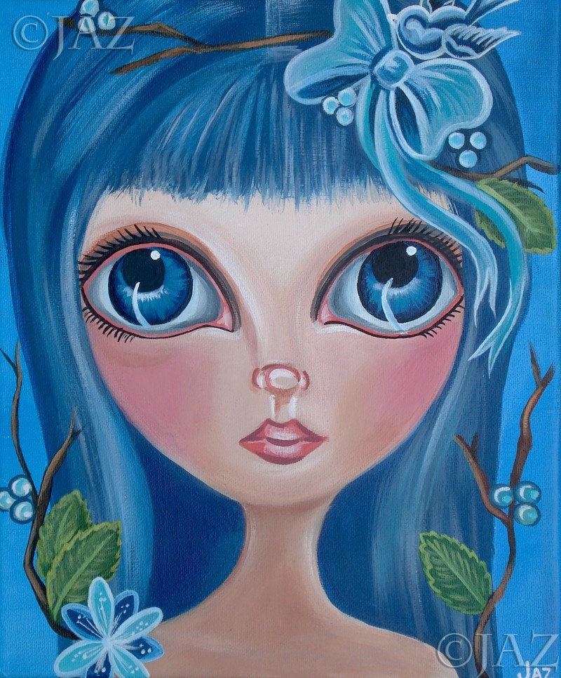 Big ART PRINT - Bluebird - by Jaz - 12x16