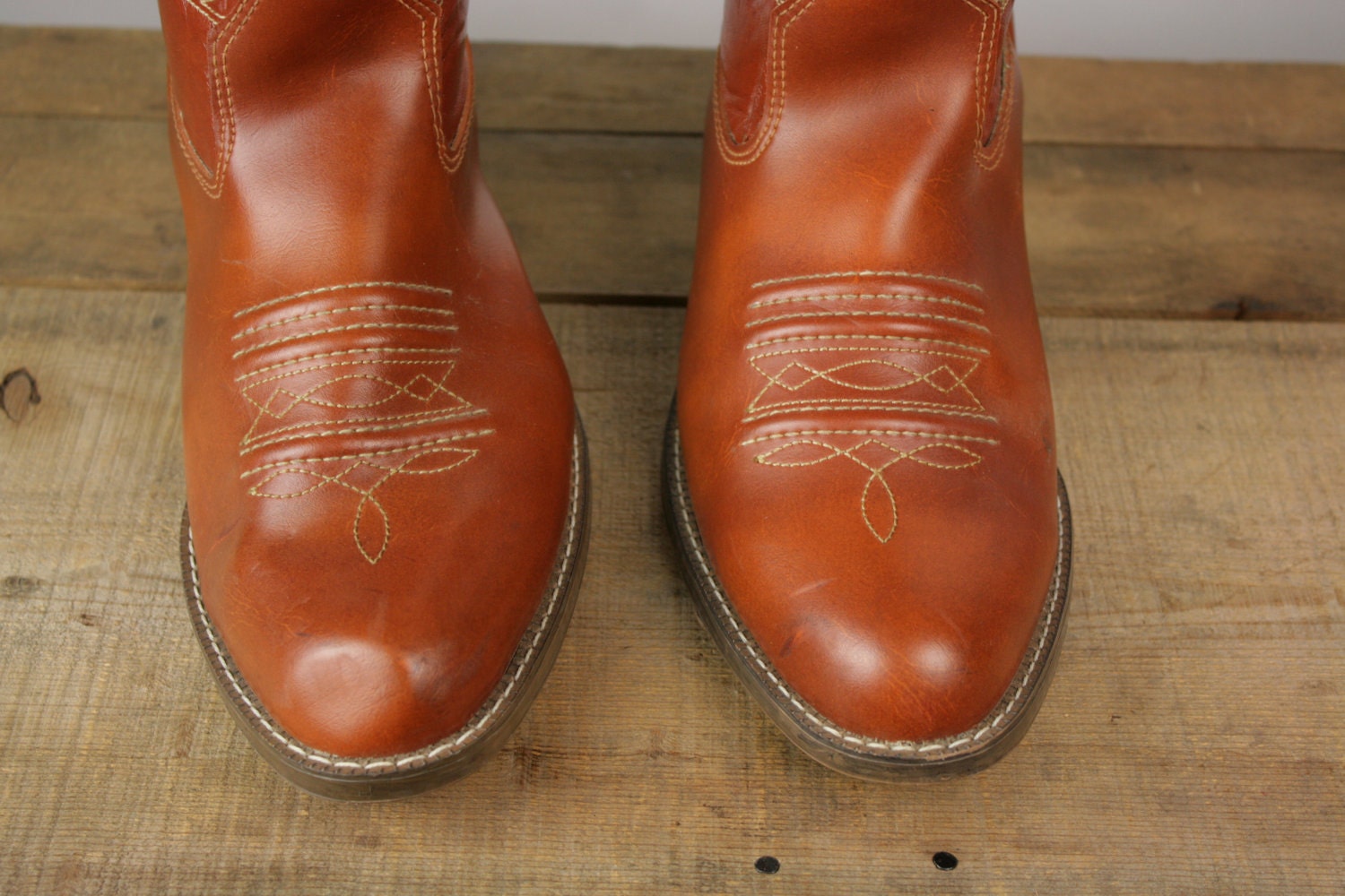 Vintage Mens Cowboy Boots Terra Cotta Brown