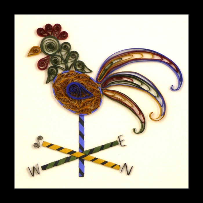 Quilled Rooster Weathervane Folk Art Pattern