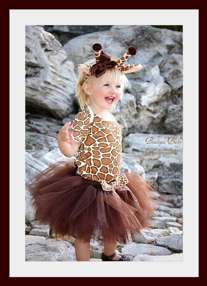Custom Boutique Giraffe tutu set...Birthday parties...dress up...Halloween costume..Photo shoot...size 12- 18 months