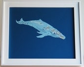 Humpback Whale - Hawaiian Map Cutout - 8x10 Made to Order