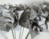 Upcycled Atlas Index Oleander Bouquet - One Dozen Long Stem Origami Flowers