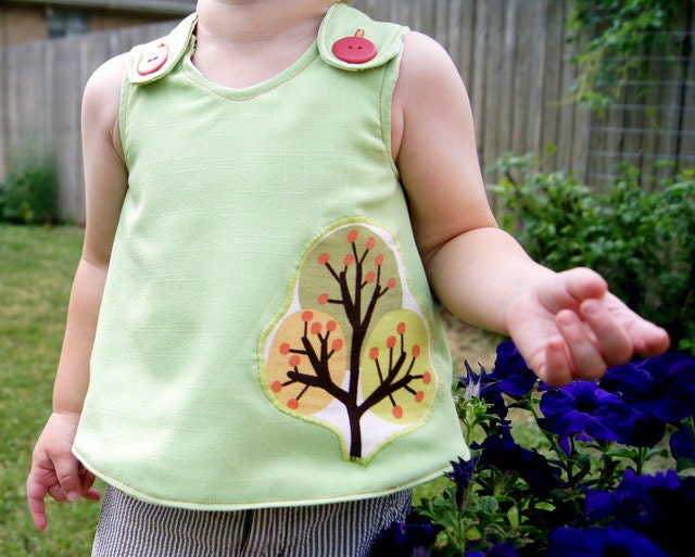 Reversible Pinafore Top for Baby or Toddler - Woodsy Whimsy