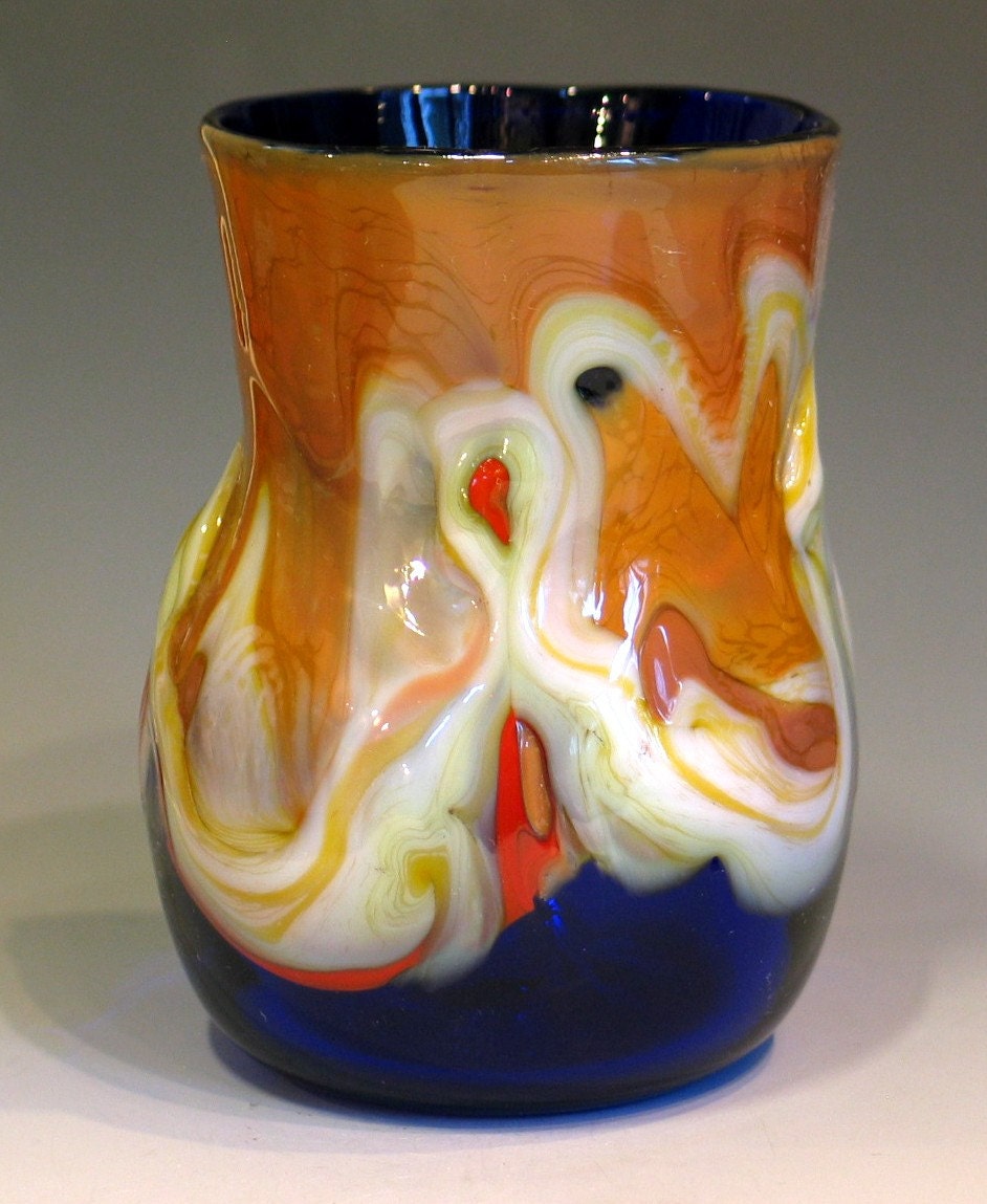 Blown Glass Wine Cup Artist Signed Whiskey Scotch Sake Cup