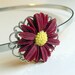 Maroon Daisy Flower Headband - Resin Flower on Silver
