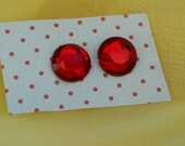 ruby red post earrings