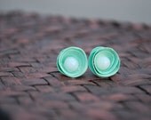 seafoam and white rosette post earring - made to order