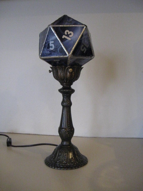 d20 Torch Lamp in Stained Glass
