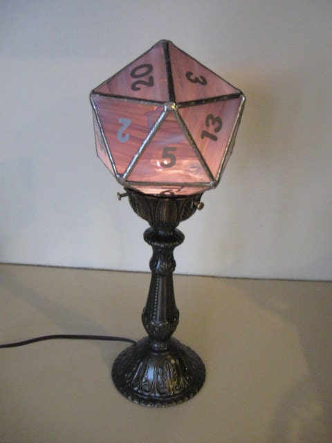 d20 Torch Lamp in Stained Glass