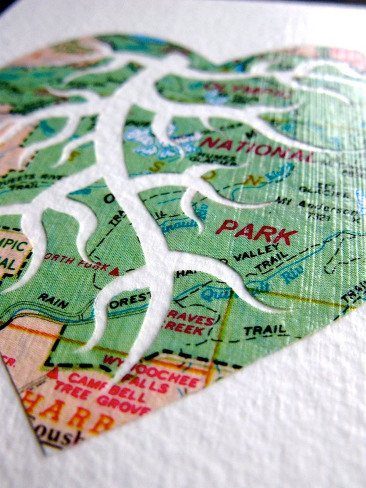 Let's Get Married in the Olympic National Park. Original Hand Cut Paper Art by PaperCutWorks