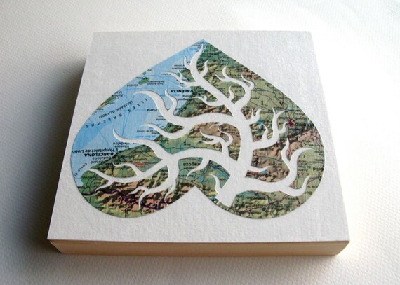 6" by 6". Cut paper art. Large Map Cut Art on a Wooden Panel. Made to Order. You Pick the Location. by PaperCutWorks