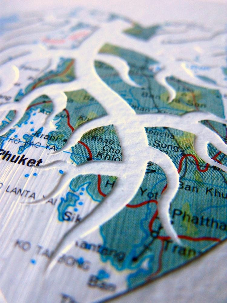 Where You Honeymooned ... Original Handcrafted Map Cutout by PaperCutWorks
