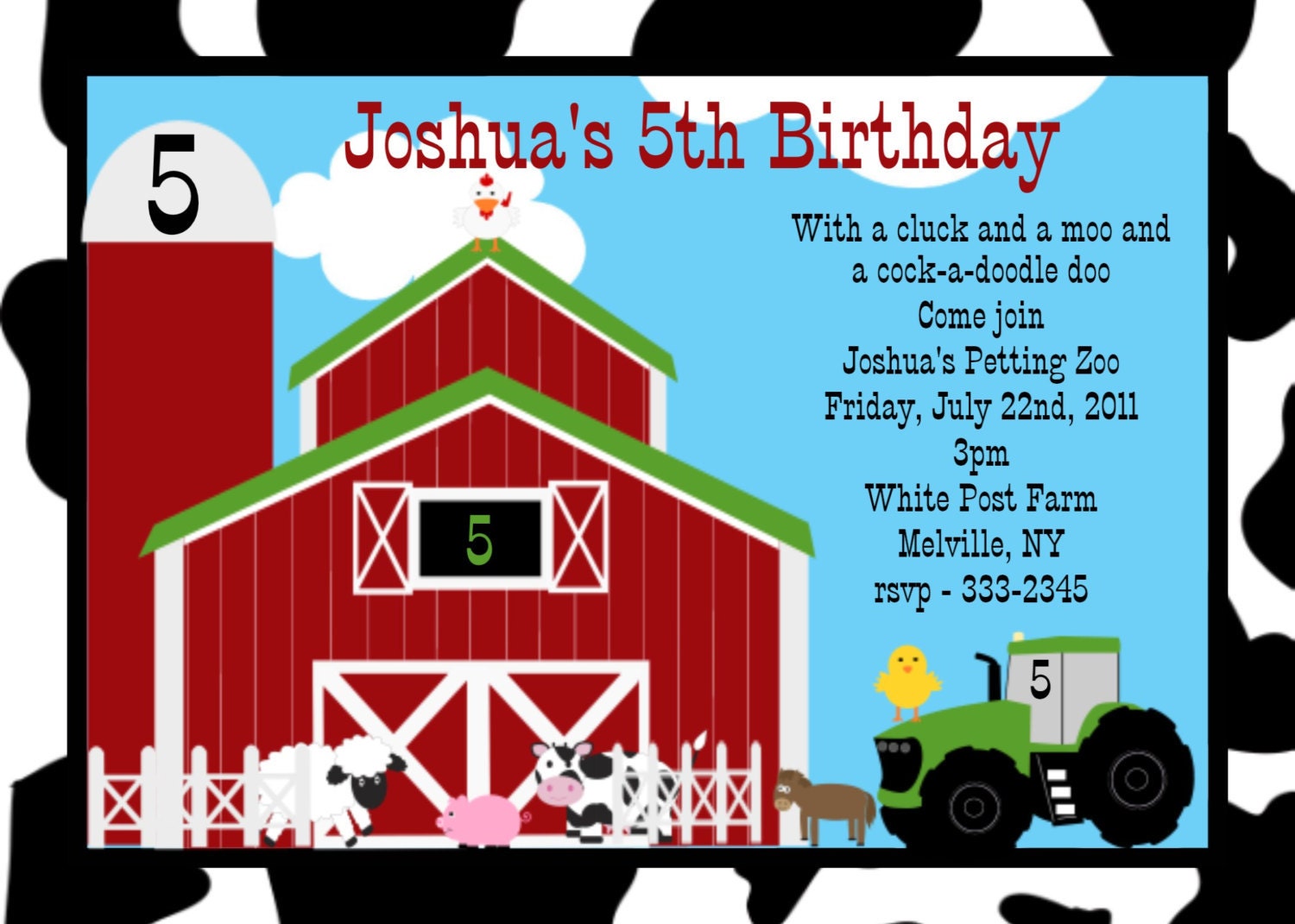 Farm Birthday Invitation Barnyard Farm Birthday Party Invitations Boy Girl Printable