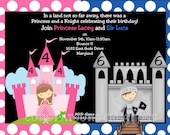 Princess Knight Birthday Invitation Princess Knight Invitations Printable or Printed