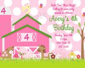 Pink Farm Birthday Invitation Pink Farm Birthday Party Invitations Printable or Printed Il_170x135