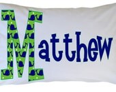 Personalized Name Initial Pillow Case Preppy Whale Standard or Travel Size Available Il_170x135