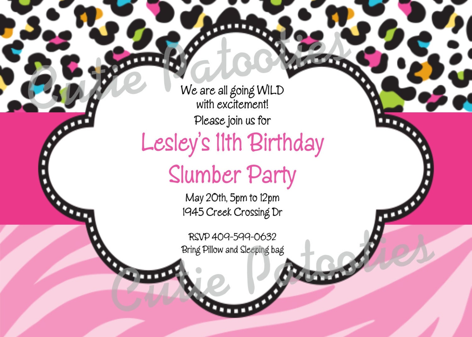 Leopard Print Invitations Zebra Print Invitations USE for ANY EVENT Printable or Printed Il_570xn