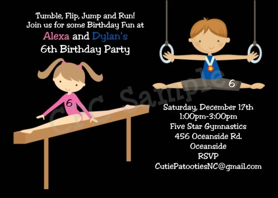 Gymnastic Birthday Invitations Printable or Printed Il_570xn