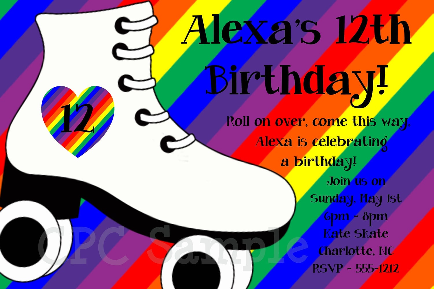 Rollerskating Birthday Invitation Rollerskating Birthday Party Invitation Printable Il_570xn