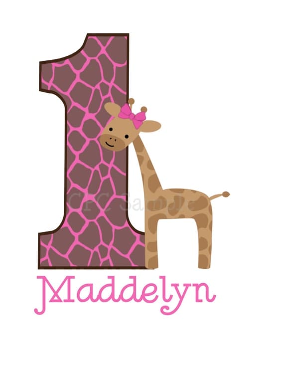 Pink Giraffe TShirt or Onesie Personalized Girls Giraffe Birthday Party Shirt ANY NUMBER AVAILABLE