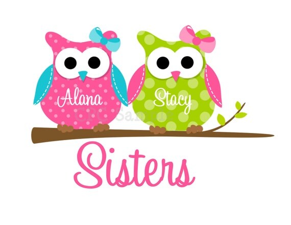 Sister Owl TShirt or Onesie or Pillow Case Cousin Best Friends Brothers Also Available Il_570xn