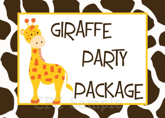 Giraffe Birthday Party Package CHOOSE ANY 6 ITEMS Invitation Thank You Card and More Printable Il_570xn