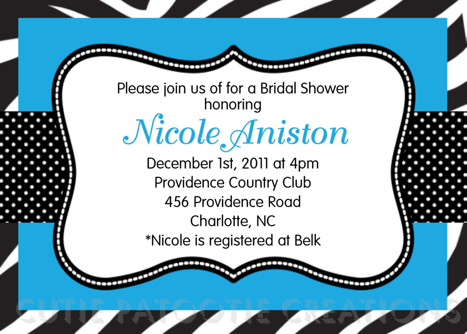 Zebra Print Baby Shower Invitation Zebra Print Bridal Shower Invitations Birthday Party Invite Printable Digital
