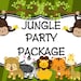 Jungle Safari Party Package, Printable Birthday Party Package, CHOOSE 6 Party ITEMS of Your Choice