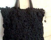 Oversized Tote Bag Black Crochet OOAK