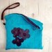 Turquoise Clutch Knit Bag Brown Real Leather Strap and Flowers