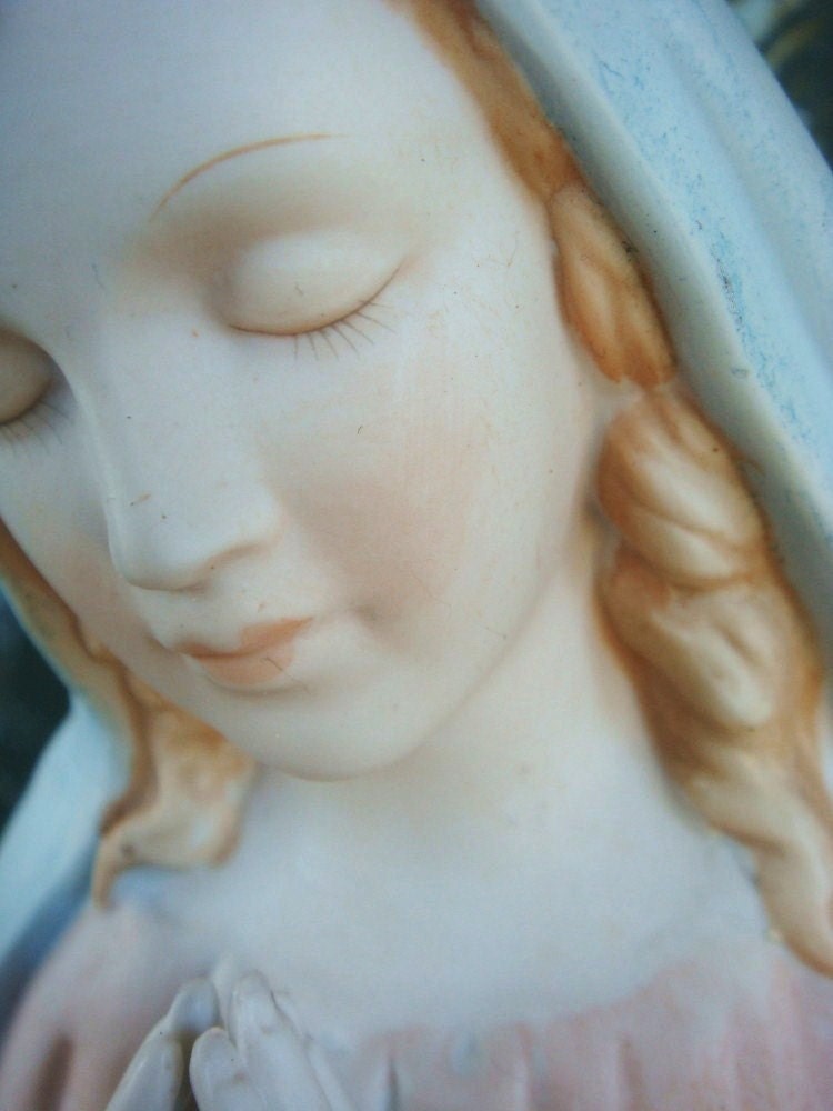 Vintage Virgin Mary Ceramic Pastel Planter