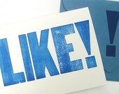 LIKE...set of 5 folded letterpress notecards