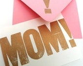 mother's day ... fun gold and pink letterpress card for mom