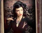 Embroidered Antique Scissor Cardigan- Black