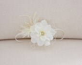 feather baby headband, baby headband, small flower headband, newborn headband, flower girl hair accessories