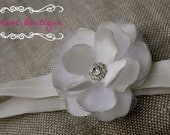 White baby headbands, newborn headbands, small white flower headband, white baptism headband, christening headband