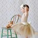 flower girl dress, tulle flower girl dress, gold champagne flower girl dress