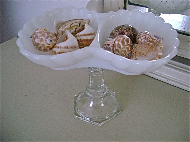 Vintage Milk Glass Pedestal Dish